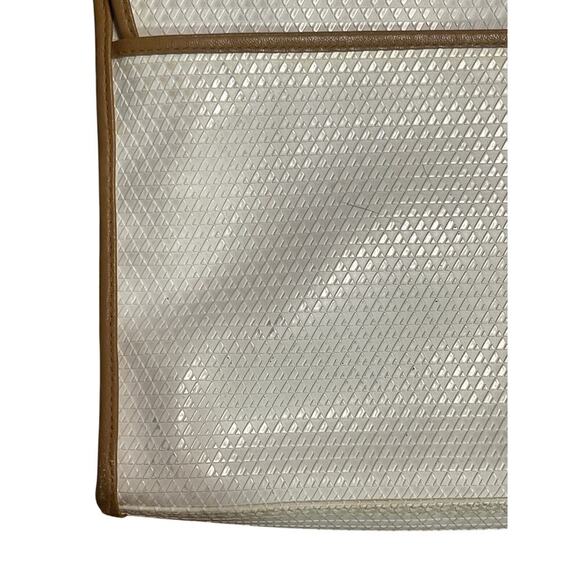 Vintage 80s Liz Claiborne Off White Leather Trim Shoulder Handbag Purse - Picture 4 of 7